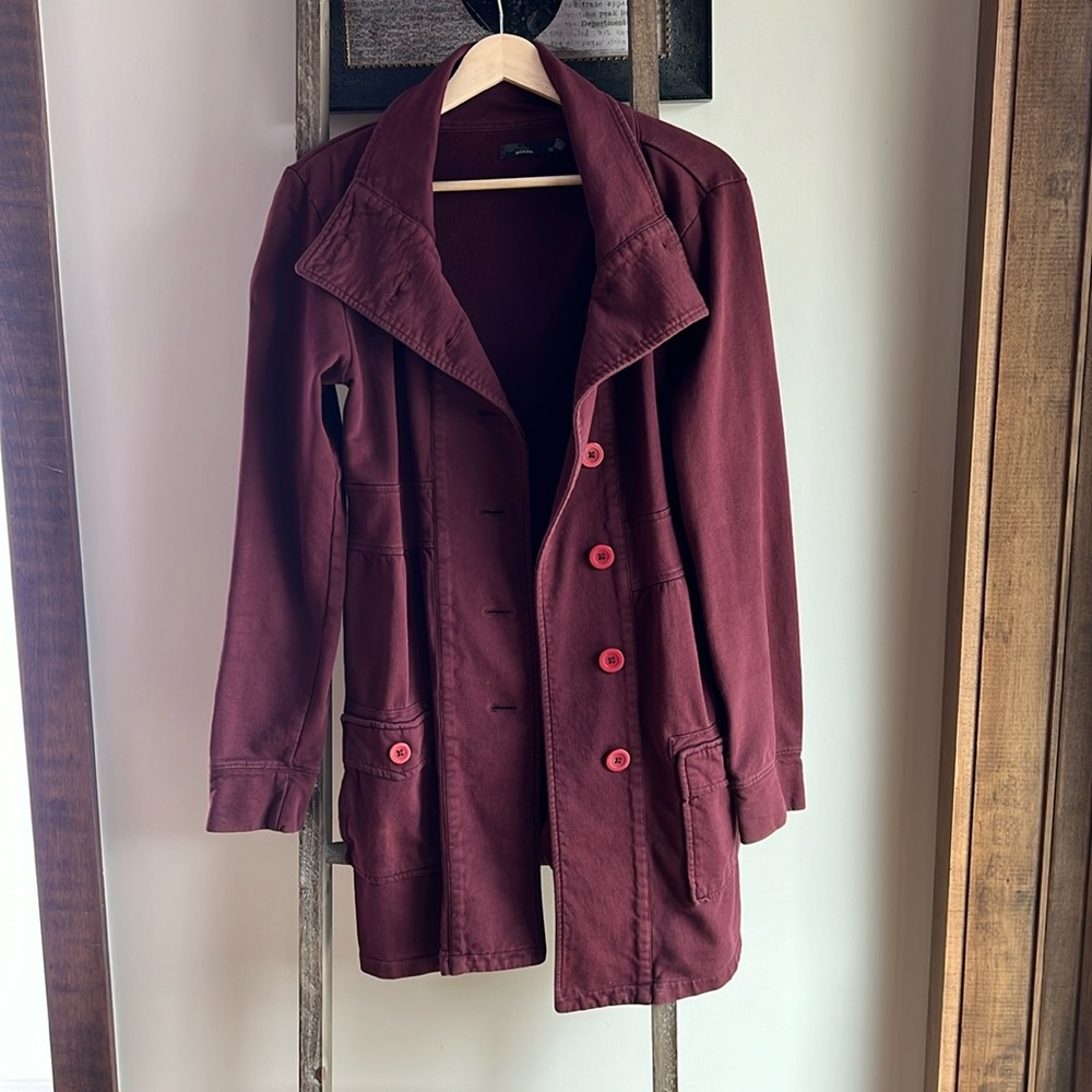 Prana Burgundy Button-up Cardigan Jacket